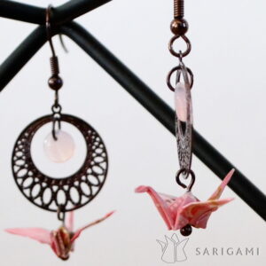 Boucles d'oreilles en origami - Atsuo chocolat rose 15e
