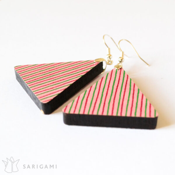Boucles d'oreilles bois et papier japonais - bijoux de créateur