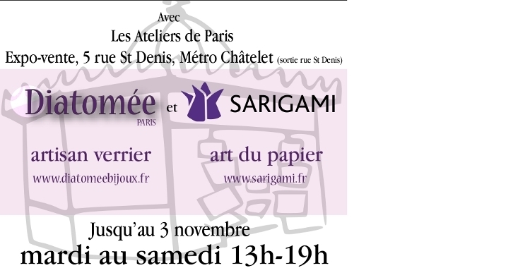 Expo dans un kisoque à Paris Sarigami et Diatomée