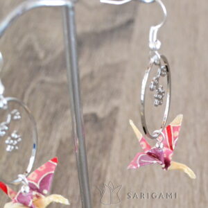 Boucles d'oreilles en origami - Kitori argenté rose 15e