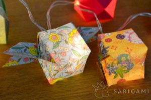 Guirlande lumineuse en origami coloris pastels