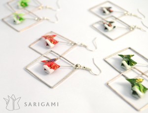 Boucles d'oreilles en origami - Sarigami