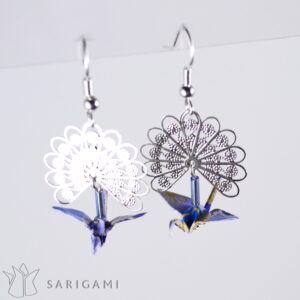 Boucles d'oreilles Kujaku en origami - bijoux de créateurs