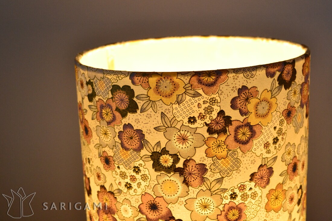 Lampe fleurie en papier japonais - Fleurs de prunier dorés et mordorés
