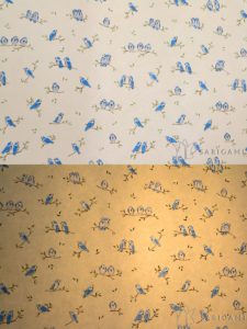Abat-jours en papier japonais, chambre d'enfant - Oiseaux bleus sur une branche, fond écru
