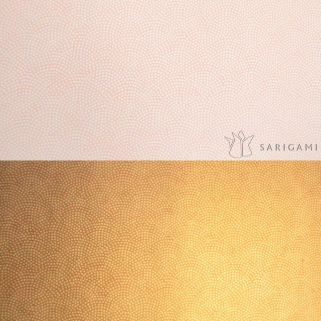 Abat-jour en papier japonais - Vagues seigaiha en pointillés blancs, fond rose pâle