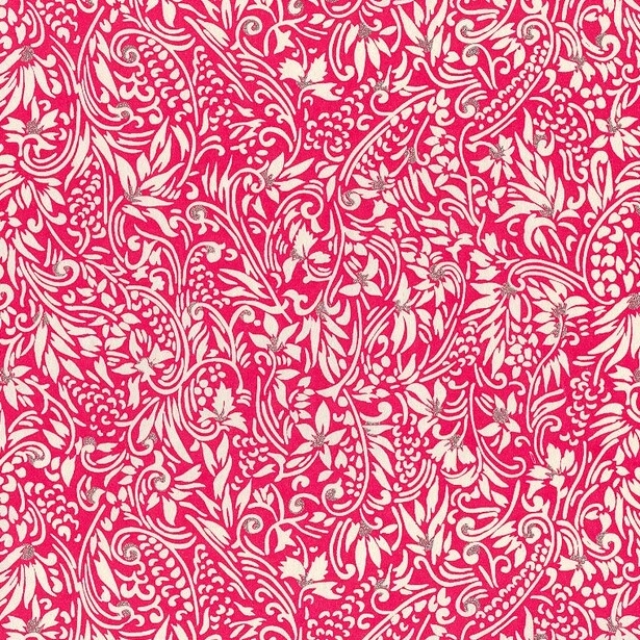 Lampe design en papier japonais - Fleurs baroques fuchsia