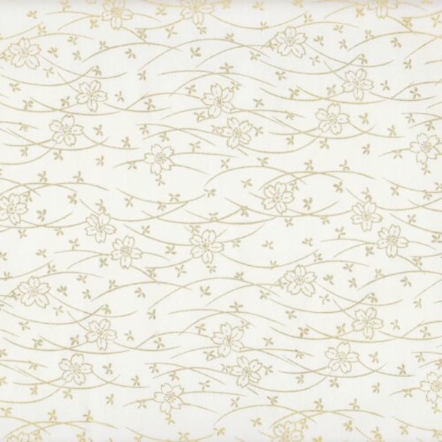 Abat-jours en papier japonais - Fleurs de cerisiers dorées sur fond blanc