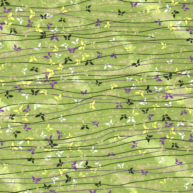 Luminaires chambre d'enfant - Envol de papillons violets, jaunes et noirs, fond vert