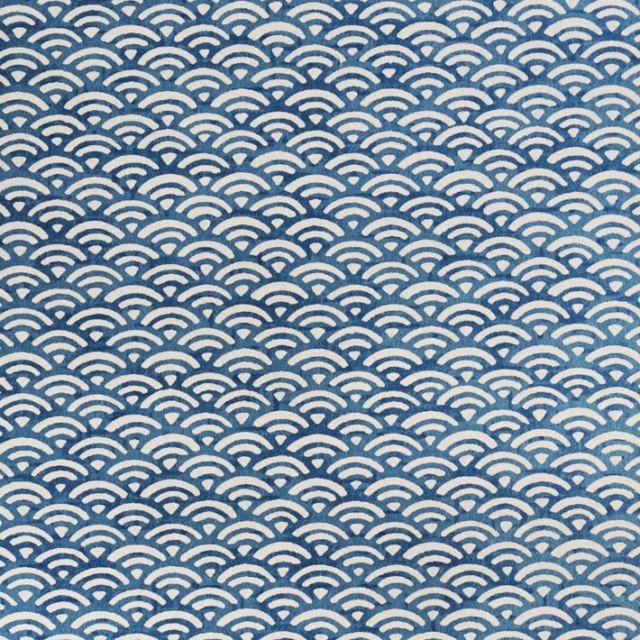 Fabrication de luminaires japonisant - Vagues seigaiha blanches sur fond bleu