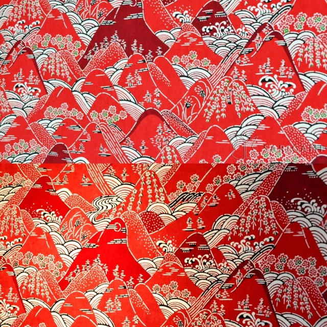 Abat-jour sur-mesure en papier japonais - Collines rouges
