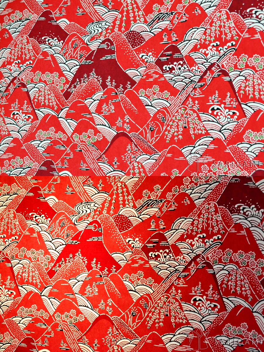 Abat-jour sur-mesure en papier japonais - Collines rouges