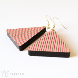 Boucles d'oreilles bois et papier japonais - bijoux de créateur