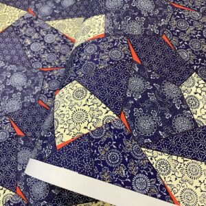 Abat-jour sur-mesure - Patchwork de motifs géométriques, bleu et beige