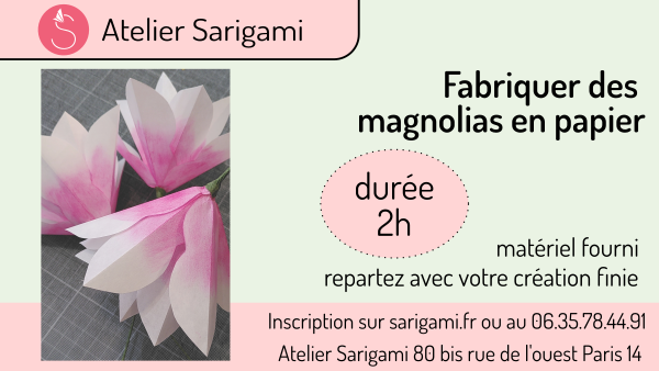 Atelier DIY Paris fleurs de magnolia en papier