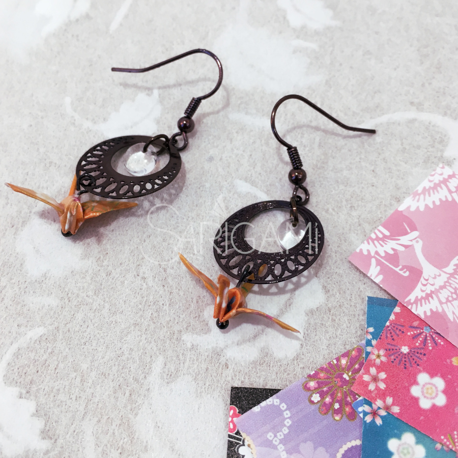 Boucles d'oreilles Mitsuki en origami - fabrication artisanale