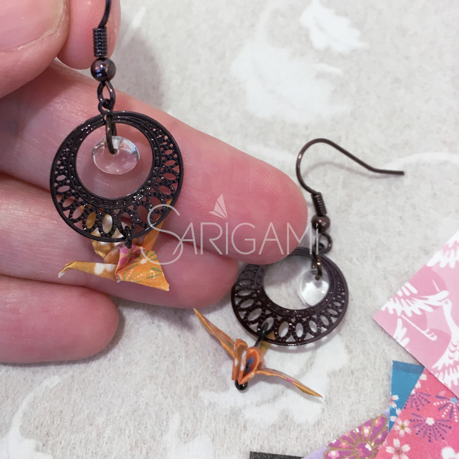 Boucles d'oreilles Mitsuki en origami - fabrication artisanale