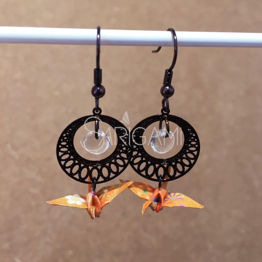 Boucles d'oreilles Mitsuki en origami - bijou origami fait-main