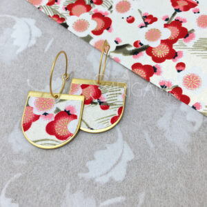 Créoles motif floral japonais - fabrication artisanale