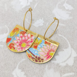 Créoles motif floral japonais - made in France