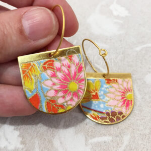 Créoles motif floral japonais - fabrication artisanale