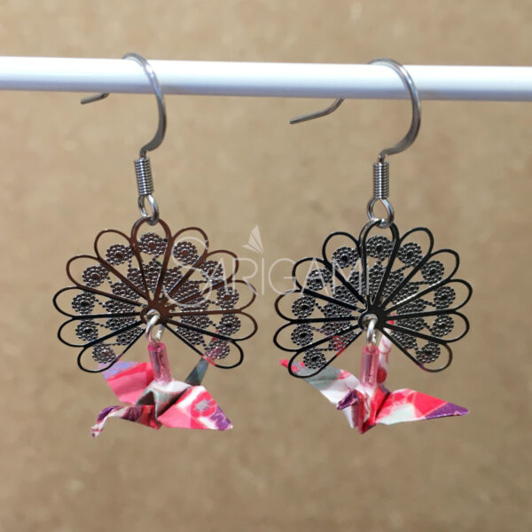 Boucles d'oreilles Kujaku en origami - bijoux de créateur